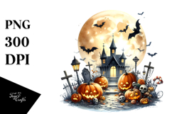 Simple Haloween Clipart with Full Moon PNG Product Image 1
