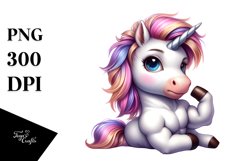 Cute Baby Unicorn Posing | Sublimation | Clipart Product Image 1