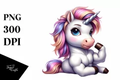 Cute Baby Unicorn Posing | Sublimation | Clipart Product Image 1