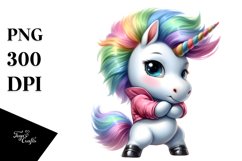 Cute Baby Unicorn in Watercolor Pastel | Clipart Product Image 3