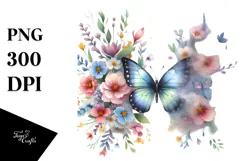 Colorful Butterfly with Splashes, PNG Product Image 1
