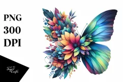Abstract Butterfly made of Flowers, PNG Product Image 1