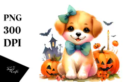 Colorful Baby Dog Halloween Scenery | Clipart Product Image 1