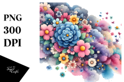Colorful Flower with Splashes, PNG Product Image 1