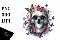 Grunge Butterfly Skull, Transparent PNG Product Image 1