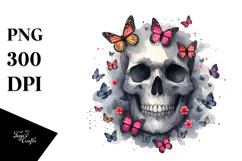 Colorful Cute Skull with Splashes, PNG Product Image 1