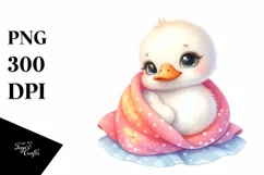 Colorful Baby Swan Smiling with Blanket | Clipart Product Image 1