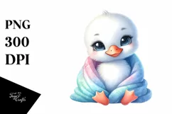 Colorful Baby Swan Smiling with Blanket | Clipart Product Image 3