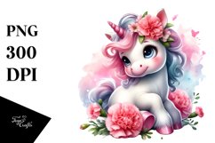 Cute Watercolor Unicorn Clipart Product Image 3