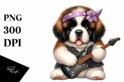 Baby Saint Bernard Rock Star | Sublimation Clipart Product Image 1