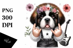Rock Star Baby Saint Bernard | Sublimation Clipart Product Image 1