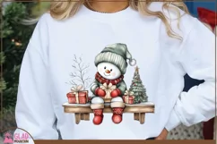 Vintage Snowman Christmas Png, Christmas Snowman clipart Product Image 1