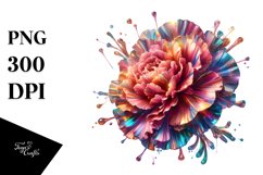 Carnation with Watercolor Splash | Sublimation | Clipart Product Image 3