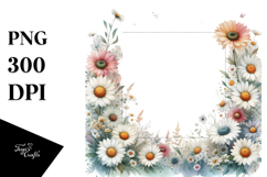 Vibrant Daisy Watercolor Frame PNG Product Image 1