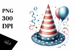 Whimsical USA Flag Vintage Party Hat Clipart Product Image 3