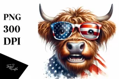 Funny Highland Cow Portrait with es Clipart Product Image 3