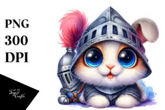 Crazy Eyes Baby Bunny in Knight's Helmet, Transparent PNG Product Image 1