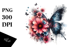Flower Butterfly Silhouettes, High-Res PNG Product Image 1