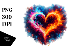 Colorful Heart Fire, PNG Product Image 1
