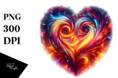 Colorful Fire Heart Painting PNG Product Image 1
