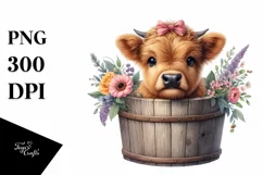 Cute Baby Highland Cow PNG Product Image 1