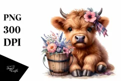 Cute Baby Highland Cow PNG Product Image 3