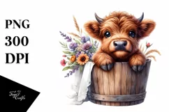 Cute Baby Highland Cow PNG Product Image 3