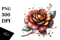 Abstract Wooden Stained Camellia Clipart Product Image 3