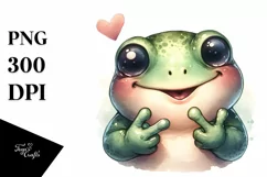 Whimsical Cute Frog Love Sign Watercolor Product Image 1