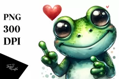 Whimsical Cute Frog Love Sign Watercolor Product Image 3
