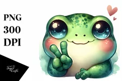 Whimsical Cute Frog Love Sign Watercolor Product Image 1