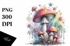 Magical Mushroom Watercolor PNG Product Image 1