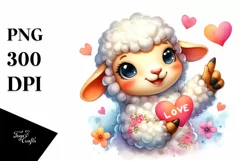 Vibrant Cute Lamb Love Sign Watercolor Product Image 3