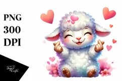 Vibrant Cute Lamb Love Sign Watercolor Product Image 3