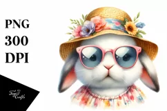 Colorful Baby Bunny with Sunglasses | Sublimation Clipart Product Image 1