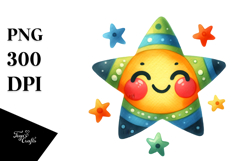 Colorful Smiling Star PNG Product Image 1