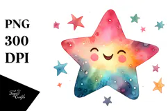 Colorful Smiling Star PNG Product Image 1