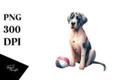 Cute Great Dane on the Beach at Sunset Clipart Product Image 1