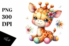 Colorful Plush Giraffe | Vibrant Watercolor Clipart Product Image 3