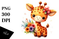 Colorful Plush Giraffe | Vibrant Watercolor Clipart Product Image 1