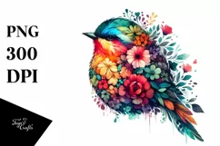 Retro Watercolor Vibrant Bird Clipart Product Image 3