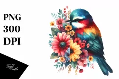 Retro Watercolor Vibrant Bird Clipart Product Image 1
