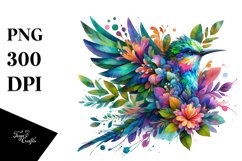 Vibrant Bird with Flowers PNG Product Image 1