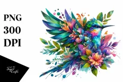 Vibrant Bird with Flowers PNG Product Image 1