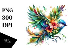 Vibrant Bird with Flowers PNG Product Image 3