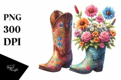 Colorful Cowboy Boots Flower Pot Clipart Product Image 3
