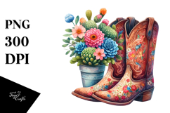 Colorful Watercolor Cowboy Boots PNG Product Image 1