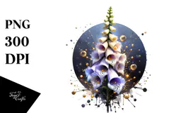 Glossy Foxglove Watercolor Splash PNG Product Image 1