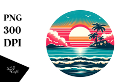 Retro Island Sunset Clipart Tshirt, 20 oz Tumbler Product Image 1