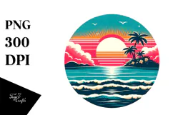Retro Island Sunset Clipart Tshirt, 20 oz Tumbler Product Image 1